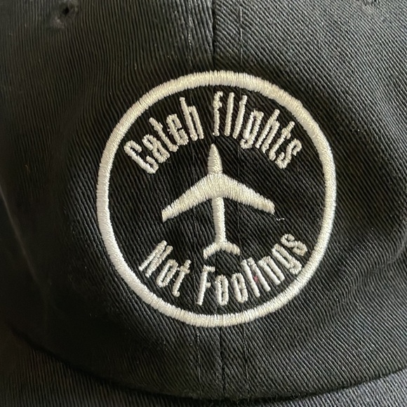CATCH FLIGHTS NOT FEELINGS hat with adjustable strap one size - Picture 2 of 6